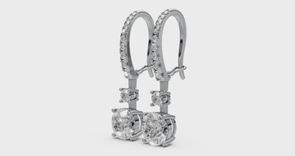 18K Gold Hoop Earrings with 1.5 CT Solitaire Lab-Grown Diamonds
