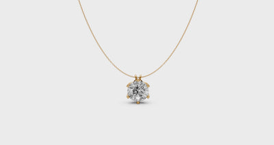 Round Diamond Pendant in 18KT Gold Six-Prong Scallop Setting.