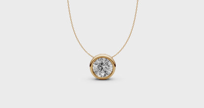 Round Diamond Pendant in 18KT Gold with Modern Bezel