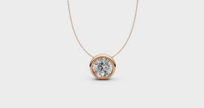 Round Diamond Pendant in 18KT Gold with Modern Bezel