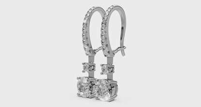 18K Gold Hoop Earrings with 1 CT Solitaire Lab-Grown Diamonds