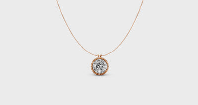 Round Diamond Pendant in 18KT Gold Milgrain Bezel