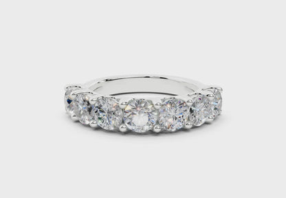2 Carat 18K Gold Claw Prong Contour Lab-Grown Seven Diamond Half Eternity Ring