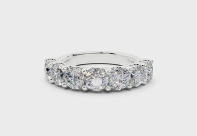2 Carat 18K Gold Claw Prong Contour Lab-Grown Seven Diamond Half Eternity Ring - White Gold#Material_White Gold#