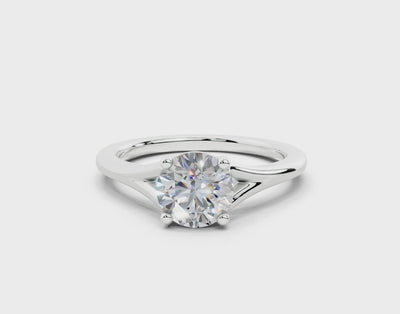 18K Gold Comfort Split Shank Solitaire Diamond Engagement Ring 1 Carat - White Gold#Material_White Gold#