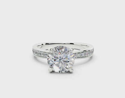 18K Gold Comfort Half Pavé Diamond Engagement Ring 1.5 Carat